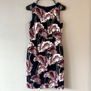 Ann Taylor navy dress with purple flowers